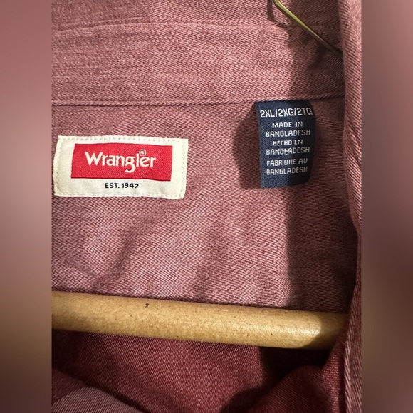 Wrangler Men’s Button down Rust color longsleeves size 2X - Picture 4 of 6